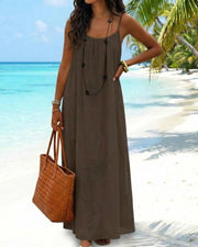 Womens Sleeveless Cami Lounge Maxi Dress Solid Color Sleepwear