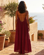 Womens Sleeveless Cami Lounge Maxi Dress Solid Color Sleepwear