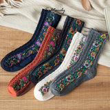 Vintage Embroidered Floral Women Socks