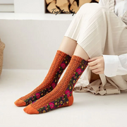 Vintage Embroidered Floral Women Socks