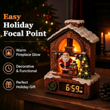 🎄Santa Fireplace Light‑Up Clock, LED Lighted Christmas Wall Clock for Holiday Home Decor & Xmas Gift