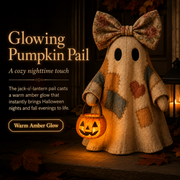 🎁Halloween Hot Sale - 69% OFF👻🎃 Light-Up Patchwork Ghost with LED Jack-o'-Lantern Basket