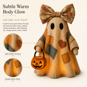 🎁Halloween Hot Sale - 69% OFF👻🎃 Light-Up Patchwork Ghost with LED Jack-o'-Lantern Basket