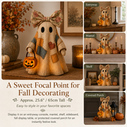 🎁Halloween Hot Sale - 69% OFF👻🎃 Light-Up Patchwork Ghost with LED Jack-o'-Lantern Basket