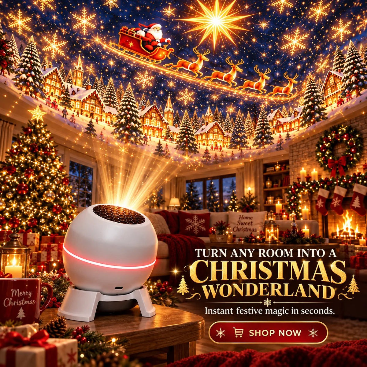 🎅LAST DAY SALE 69% OFF-🔥 Turn Any Room Into a Christmas Wonderland – Holiday Projection Night Light