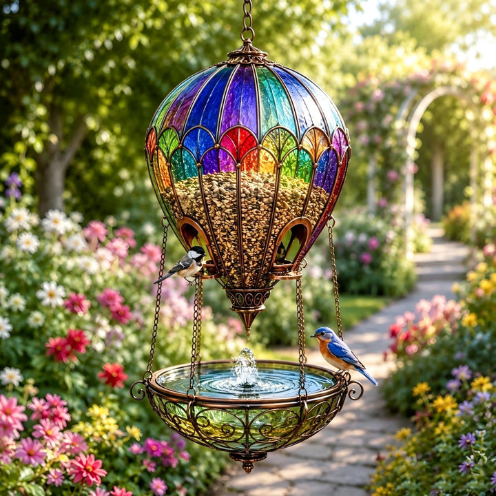 🎈Hot Air Balloon Bird Feeder Fountain, Hanging Bird Bath Water Fountain for Outdoor Garden Patio Yard Decor