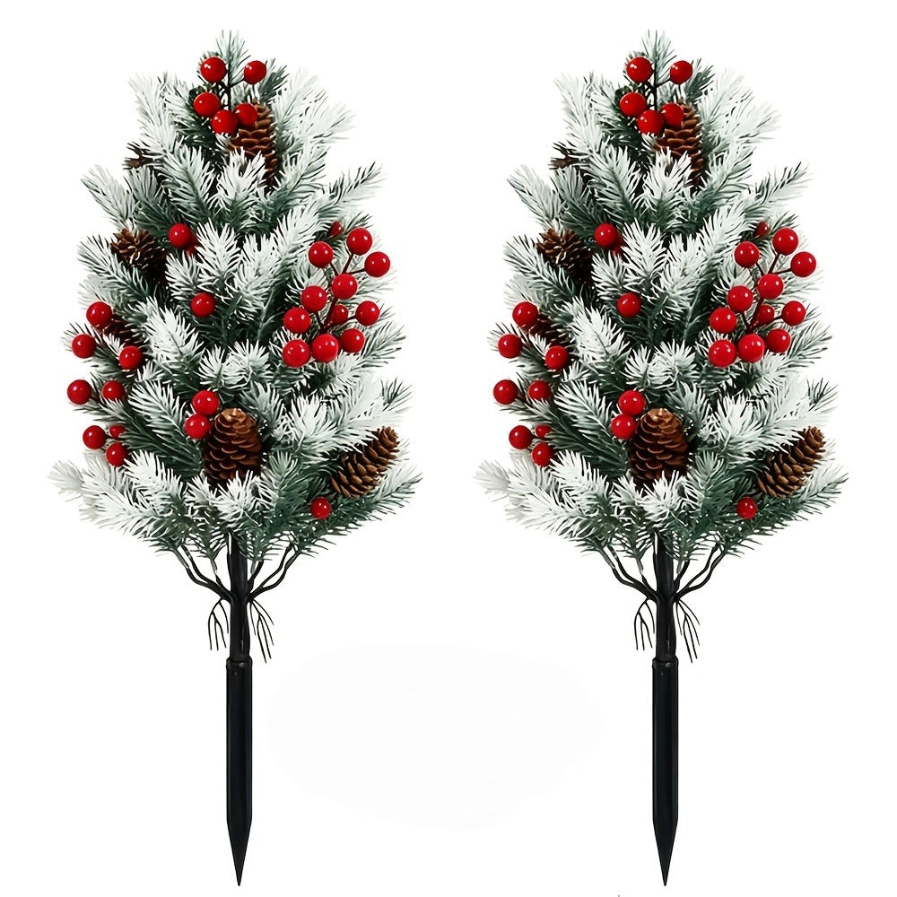 🌲Faux Christmas Pine Tree with Red Berries & Artificial Cedar, Charming Holiday Centerpiece for Living Room & Entryway Decor