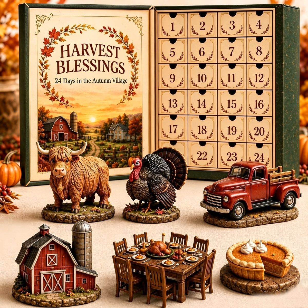 🌾Harvest Blessings Advent Calendar, Fall Thanksgiving Countdown Calendar, Seasonal Home Tabletop Decor & Holiday Gift