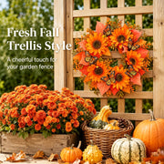 🍂Autumn Harvest Front Door Garland, Decorative Hanging Garland with Sunflowers and Maple Leaves for Indoor & Outdoor Seasonal Ornament