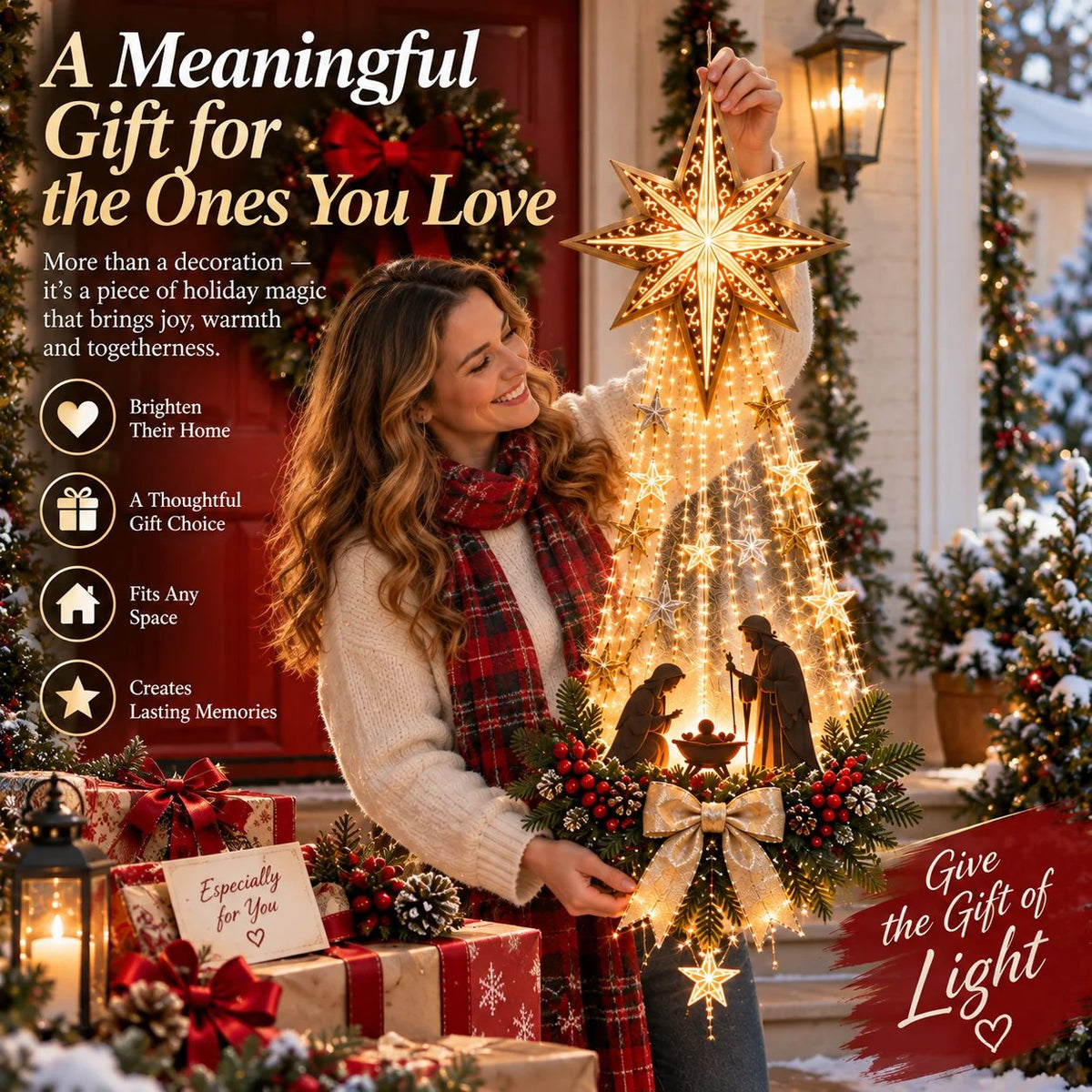 🎄Christmas Hot Sale 60% OFF✝️ Bethlehem Star of Faith™ – Lighted Nativity Wall Decor✝️