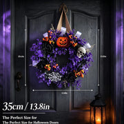 👻Halloween Black & Purple Rose Artificial Flower Skull Pendant, Spooky Ghost Festival Hanging Ornament for Home Party Decor