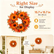 🍂Autumn Harvest Front Door Garland, Decorative Hanging Garland with Sunflowers and Maple Leaves for Indoor & Outdoor Seasonal Ornament