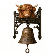 🔔 Cute Highland Cow Wall Bell, Country Farmhouse Mountable Bell, Decor Accent for Kitchen, Cabin & Entry Wall