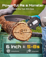 🔧 Mini Chainsaw, 6‑Inch Cordless Handheld Electric Power Chain Saw with 2 Batteries, Portable Saw for Tree Trimming & Wood Cutting