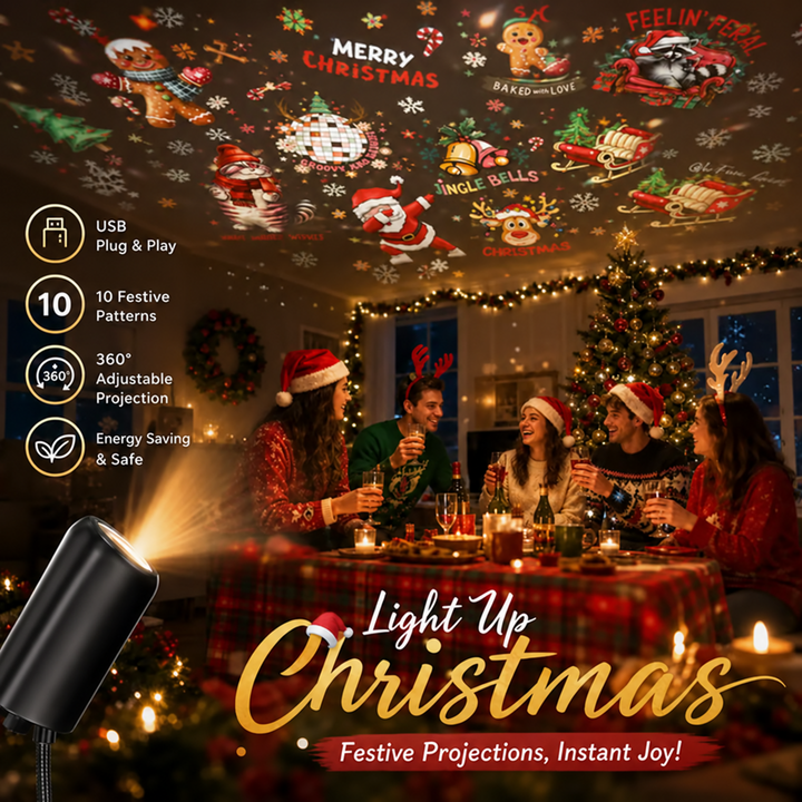 🔥Last Day 59% OFF-Plug-&-Play HD Christmas Projector – 6 or 10 Festive Scenes