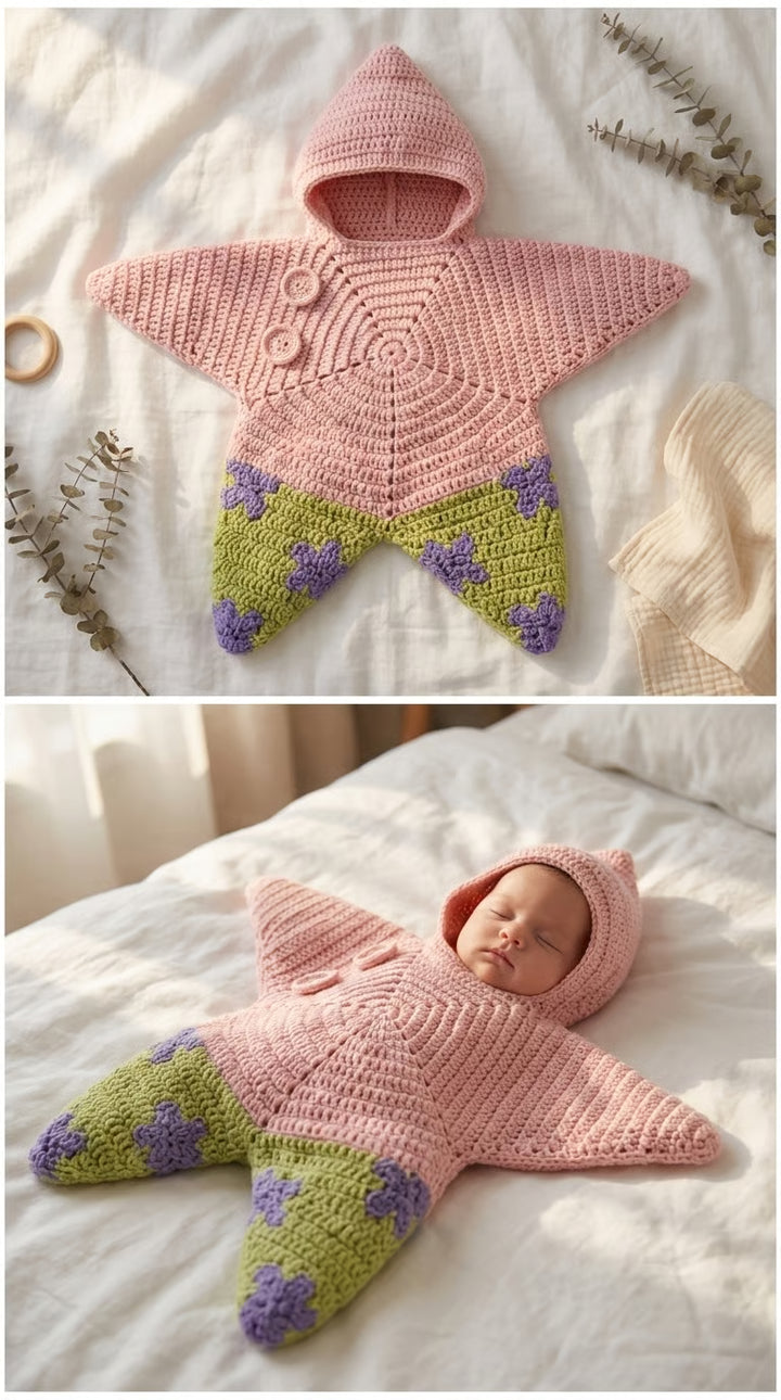 Handmade Crochet Star Blanket for Baby