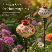 🐦Vintage Hummingbird Feeder Garden Decor Stake, Retro‑Style Metal Bird Feeder Stake, Outdoor Yard Lawn & Flower Bed Decor for Hummingbird Lovers