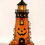 👻Decorative Halloween Lighthouse Figurine, Spooky LED Table Ornament for Halloween Party Gift & Home Decoration
