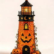 👻Decorative Halloween Lighthouse Figurine, Spooky LED Table Ornament for Halloween Party Gift & Home Decoration