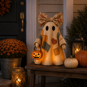 🎁Halloween Hot Sale - 69% OFF👻🎃 Light-Up Patchwork Ghost with LED Jack-o'-Lantern Basket