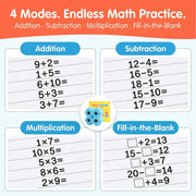 Math Teacher 4 in 1 Math Roller Stamp, Addition Subtraction Multiplication Practice Too