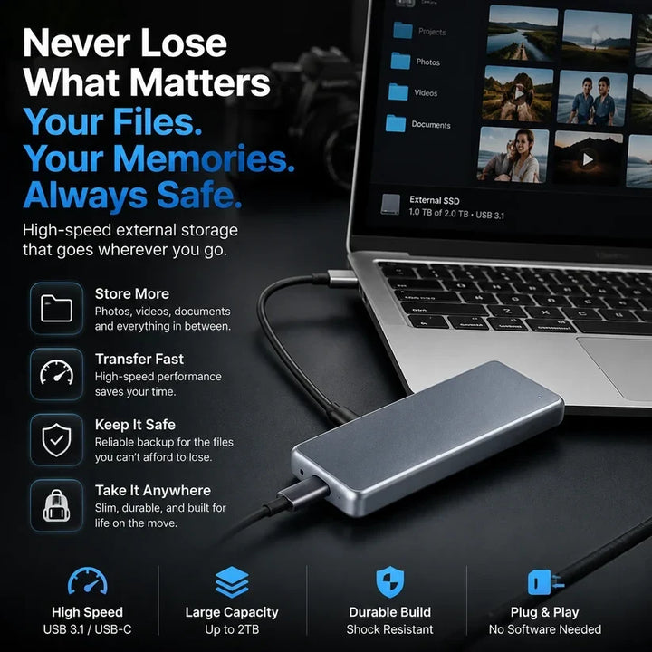 🔥 LAST DAY 69% OFF-Portable External SSD – Protect Your Photos, Videos & Important Files