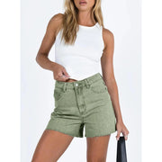 Flowyair Womens Jean Shorts High Waisted Straight Leg Stretchy Raw Hem Mom Denim Shorts Womenswear Bottom Trouser Basic Minimalist