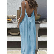 Womens Sleeveless Cami Lounge Maxi Dress Solid Color Sleepwear