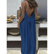 Womens Sleeveless Cami Lounge Maxi Dress Solid Color Sleepwear