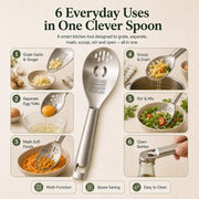 🥄 All-in-One Stainless Steel Kitchen Spoon | Grate, Strain, Mash & More