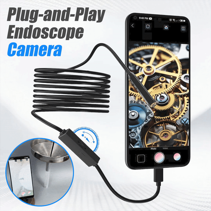 🔥LAST DAY SALE 69% OFF-🔎 Plug-and-Play Endoscope Camera - Compatible with Android & iPhone & ipad for Direct Connection