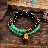 ✨ Money Attraction Necklace With GreenAventurine & Tiger Eye Pendant Healing Crystal Stone