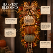 🏡ONLY DAY 70% OFF 🎃Lighted Stacked Pumpkin Fall Door Decor with 3 Seasonal Plaques -BUY 3 GET 20% OFF