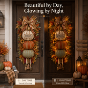 🏡ONLY DAY 70% OFF 🎃Lighted Stacked Pumpkin Fall Door Decor with 3 Seasonal Plaques -BUY 3 GET 20% OFF