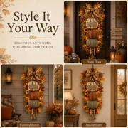 🏡ONLY DAY 70% OFF 🎃Lighted Stacked Pumpkin Fall Door Decor with 3 Seasonal Plaques -BUY 3 GET 20% OFF