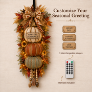 🏡ONLY DAY 70% OFF 🎃Lighted Stacked Pumpkin Fall Door Decor with 3 Seasonal Plaques -BUY 3 GET 20% OFF