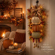 🏡ONLY DAY 70% OFF 🎃Lighted Stacked Pumpkin Fall Door Decor with 3 Seasonal Plaques -BUY 3 GET 20% OFF